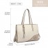 LN1909 - Miss Lulu Glossy Detail Shoulder Bag - Beige